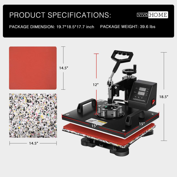 Vivohome 4 in 1 Combo Multifunctional Sublimation Heat Press & Reviews